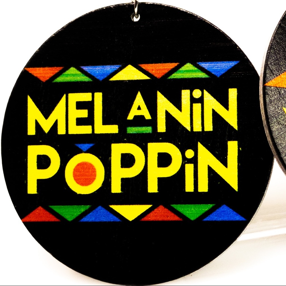 Melanin Poppin Hoop Earrings BLM Afro Natural Girl